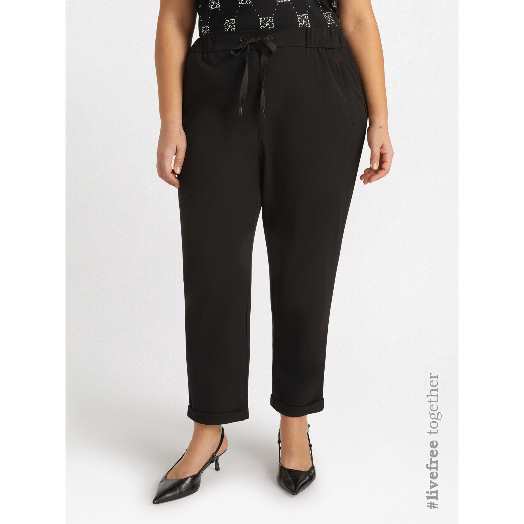 Fiorella Rubino - Pantaloni joggers in scuba - Nero