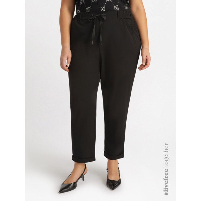 Fiorella Rubino - Pantaloni joggers in scuba - Nero
