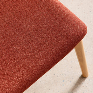 Chaise vintage bois d'hévéa naturel et tissu (lot de 2) ARIA
