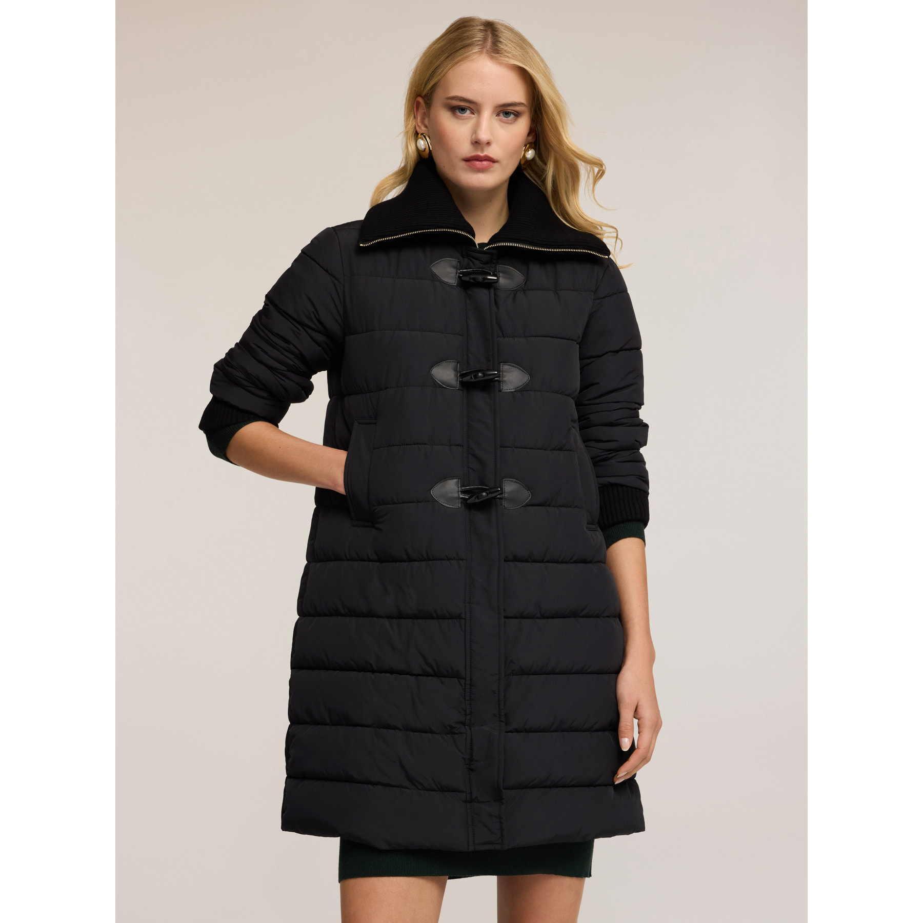 Motivi - Plumífero con cuello de punto - Negro