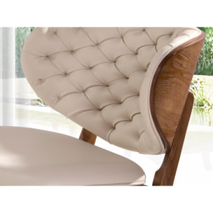 Sillón Angel Cerdá tapizados en polipiel en arena detalle en madera chapada en nogal natural patas de madera en noga 78x69x80cm