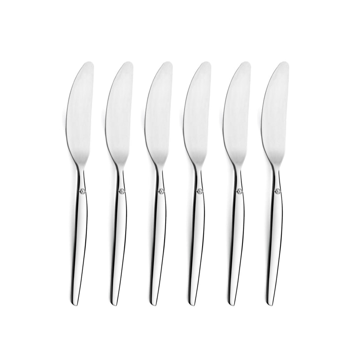 Jet Brillante - Juego de 6 cuchillos para mantequilla