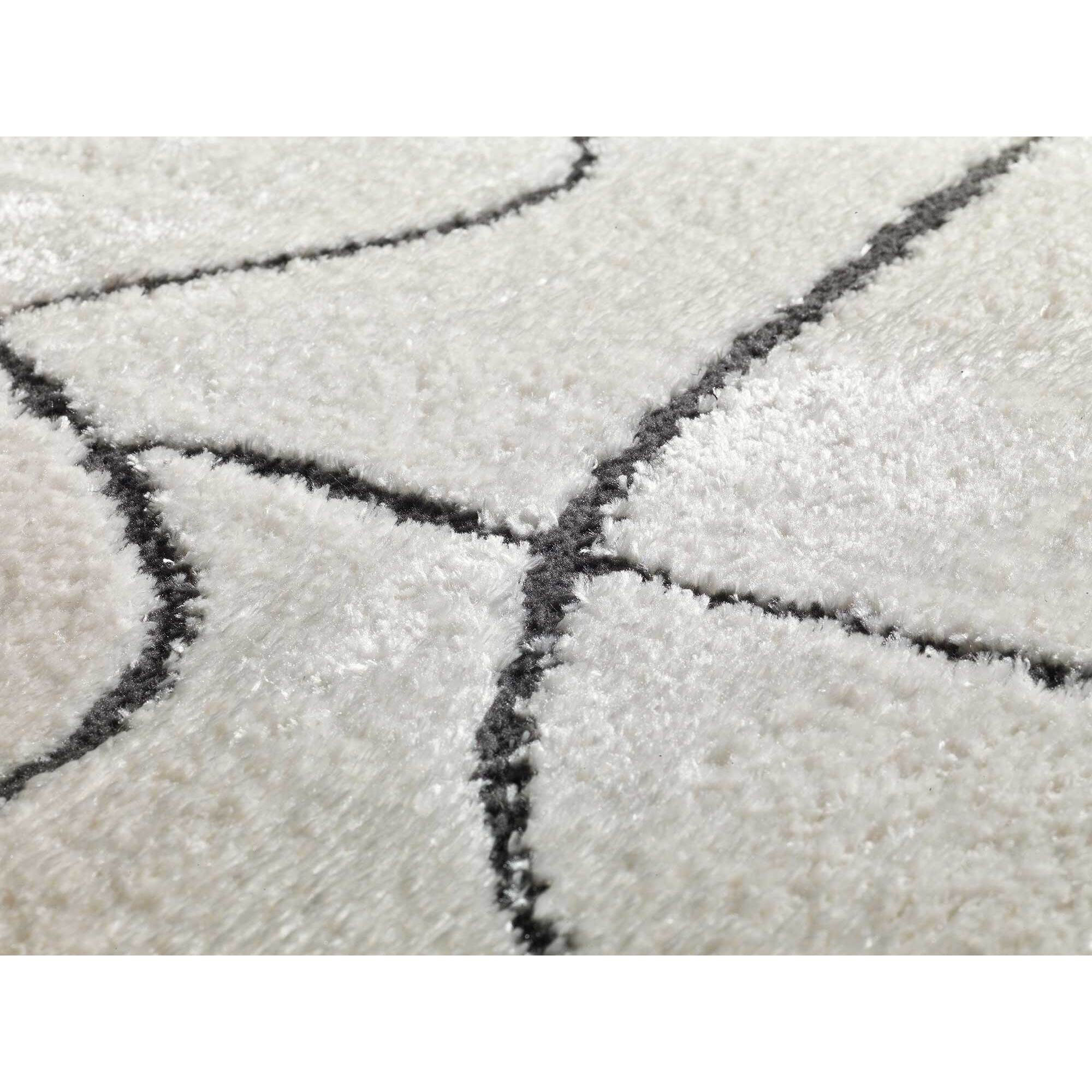 BLANCHE Alfombra diseÃ±o trazos con relieve en blanco y negro, varias medidas disponibles.