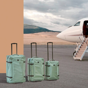 Lot de 3 valises souples vertes