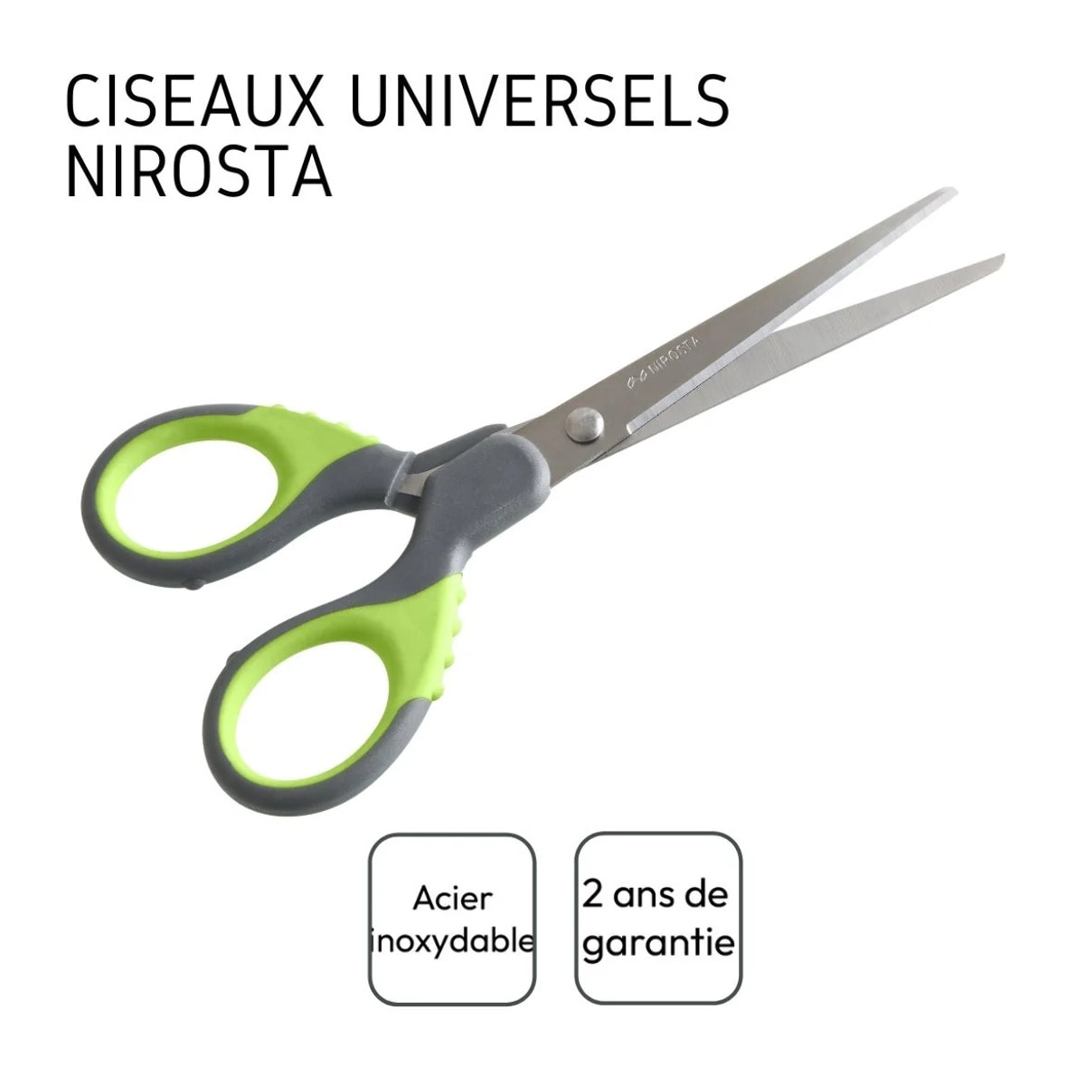 Ciseaux de cuisine universels en inox Lot de 2, dimensions 17 x 4.5 x 0.8 cm Nirosta Fit