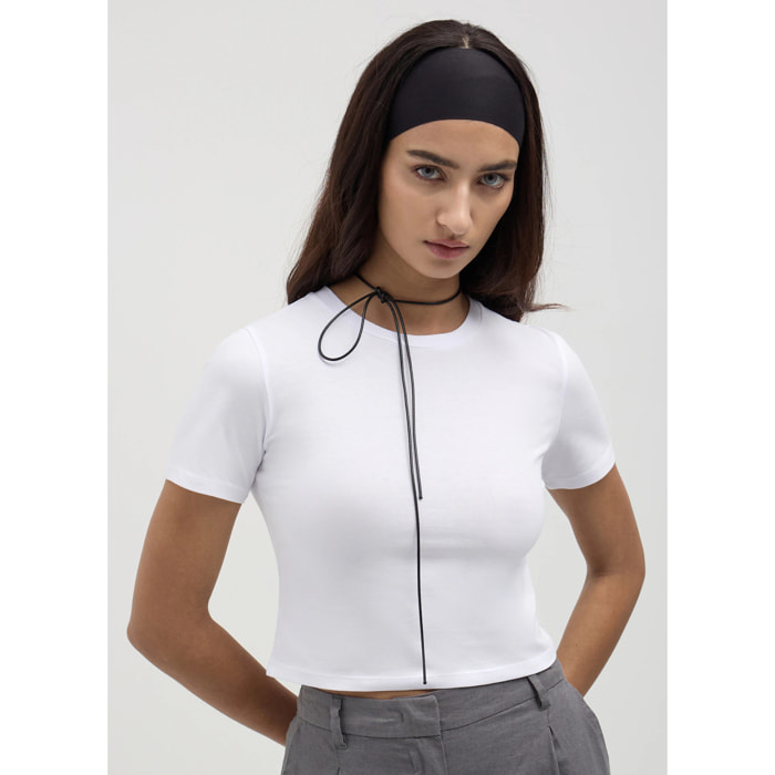 T-shirt crop tinta unita