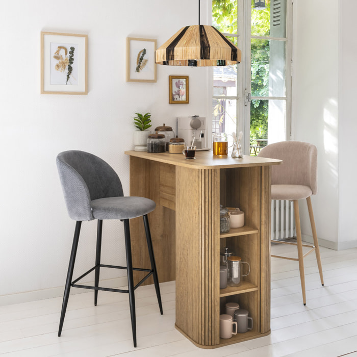 Chaise de bar "Celeste" velours côtelé beige