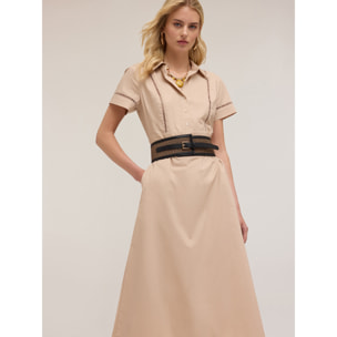 Motivi - Vestido camisero con ajouré - Beige