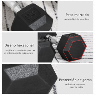 Juego de Mancuernas Hexagonales 2 x 5 kg Juego de Pesas con Barras de Conexión Kit de Entrenamiento de Fitness para Gimnasio en Casa