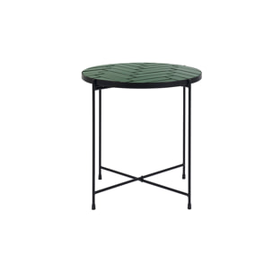 Table basse ronde en céramique vert foncé et métal noir D50 cm KOTTA