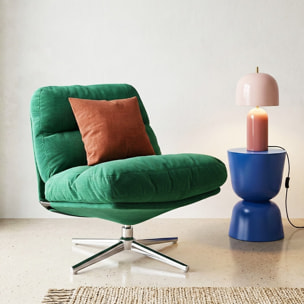 Fauteuil pivotant en velours cotelé et piètement chromé - JULIA