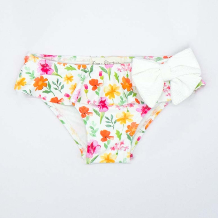 CULETÍN FLORES MULTICOLOR CON LAZO BLANCO