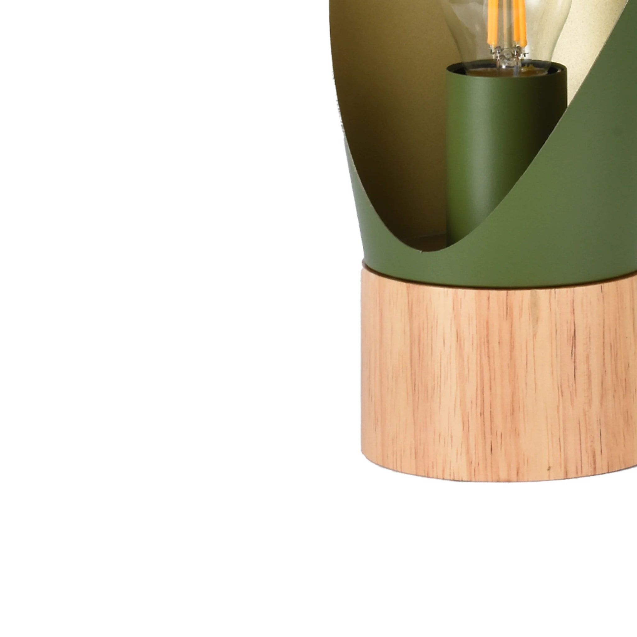 Lampe à poser en métal vert olive et bois H30 cm - Spoon