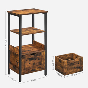 Mobiletto bagno industriale in legno e acciaio con cassetti