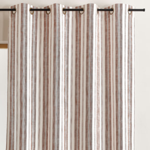 Rideau 100% coton rayures tapissier LOURMARIN - Terracotta
