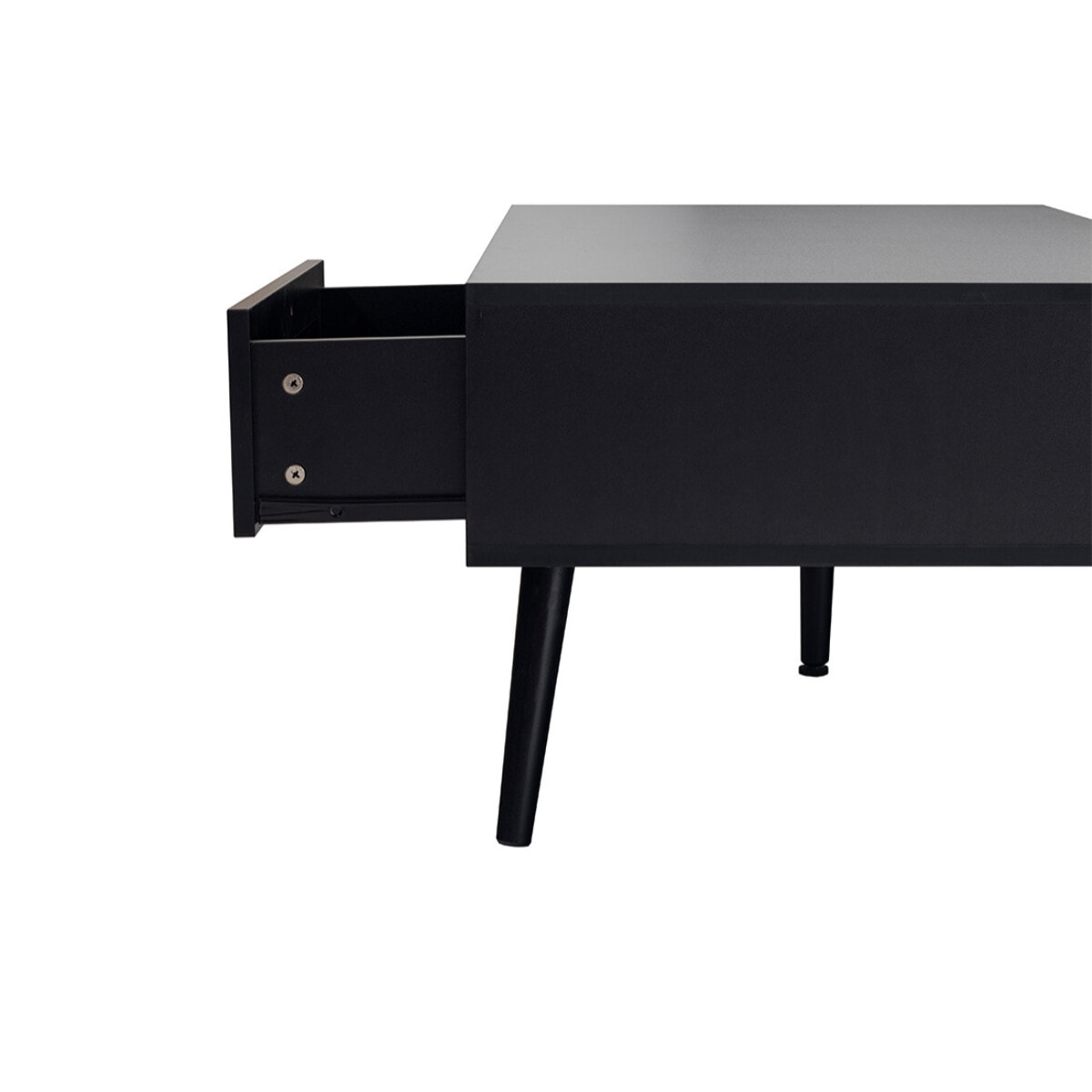 Goto - table basse - noir et cannage - 1 tiroir et 1 niche - 110 cm - Noir