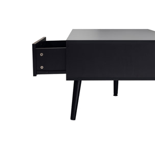 Goto - table basse - noir et cannage - 1 tiroir et 1 niche - 110 cm - Noir