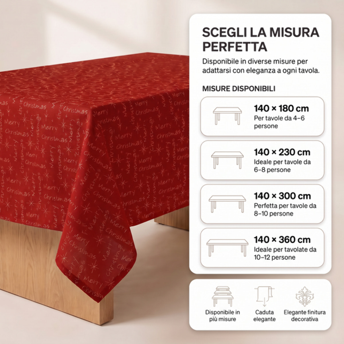 Tovaglia jacquard lurex in poliestere - ROSSO