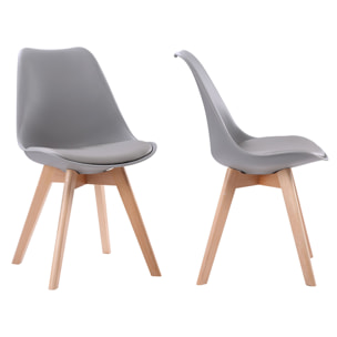 Lot de 2 chaises scandinaves NORA grises avec coussin