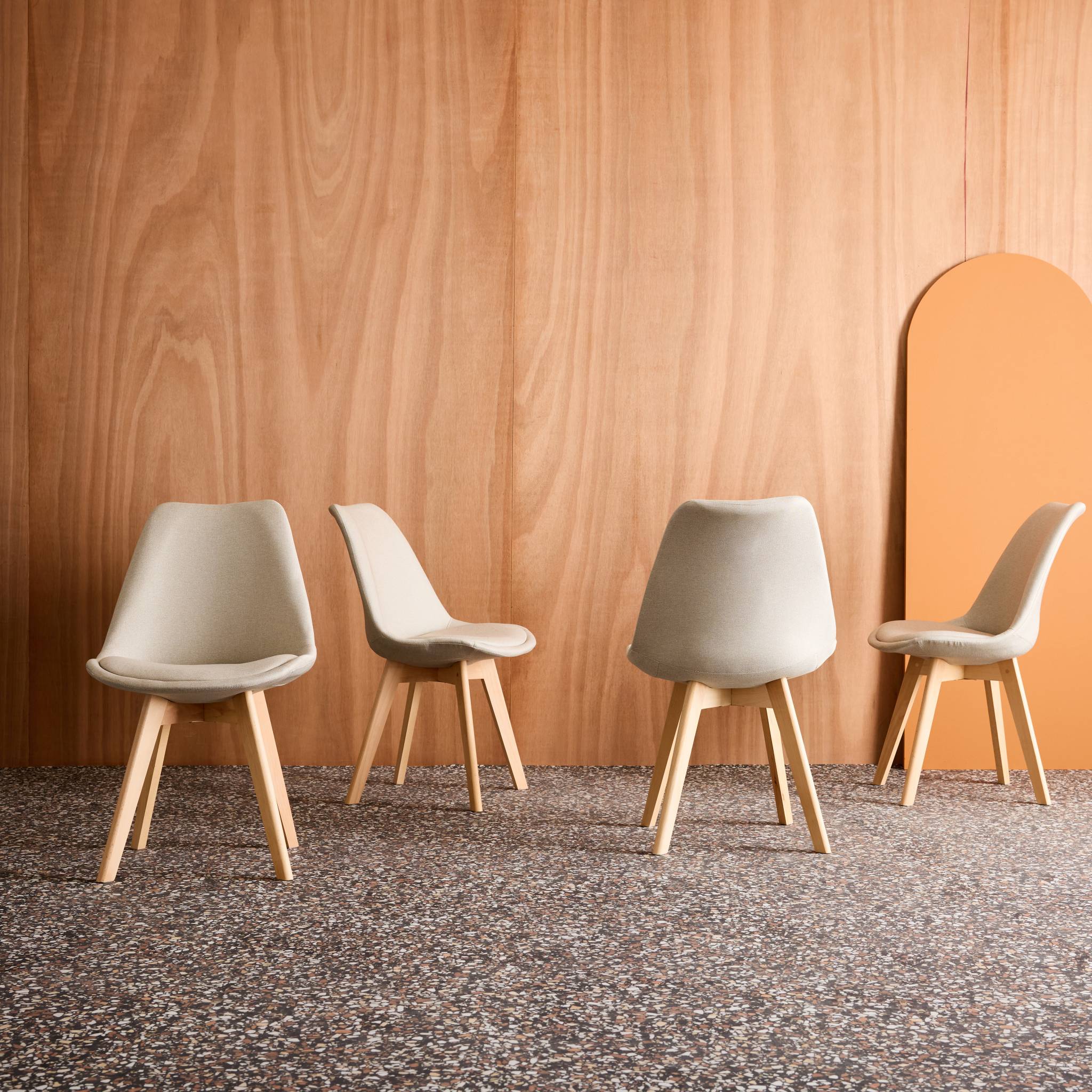 Chaise scandinave bois de hêtre et tissu (lot de 4) NILS