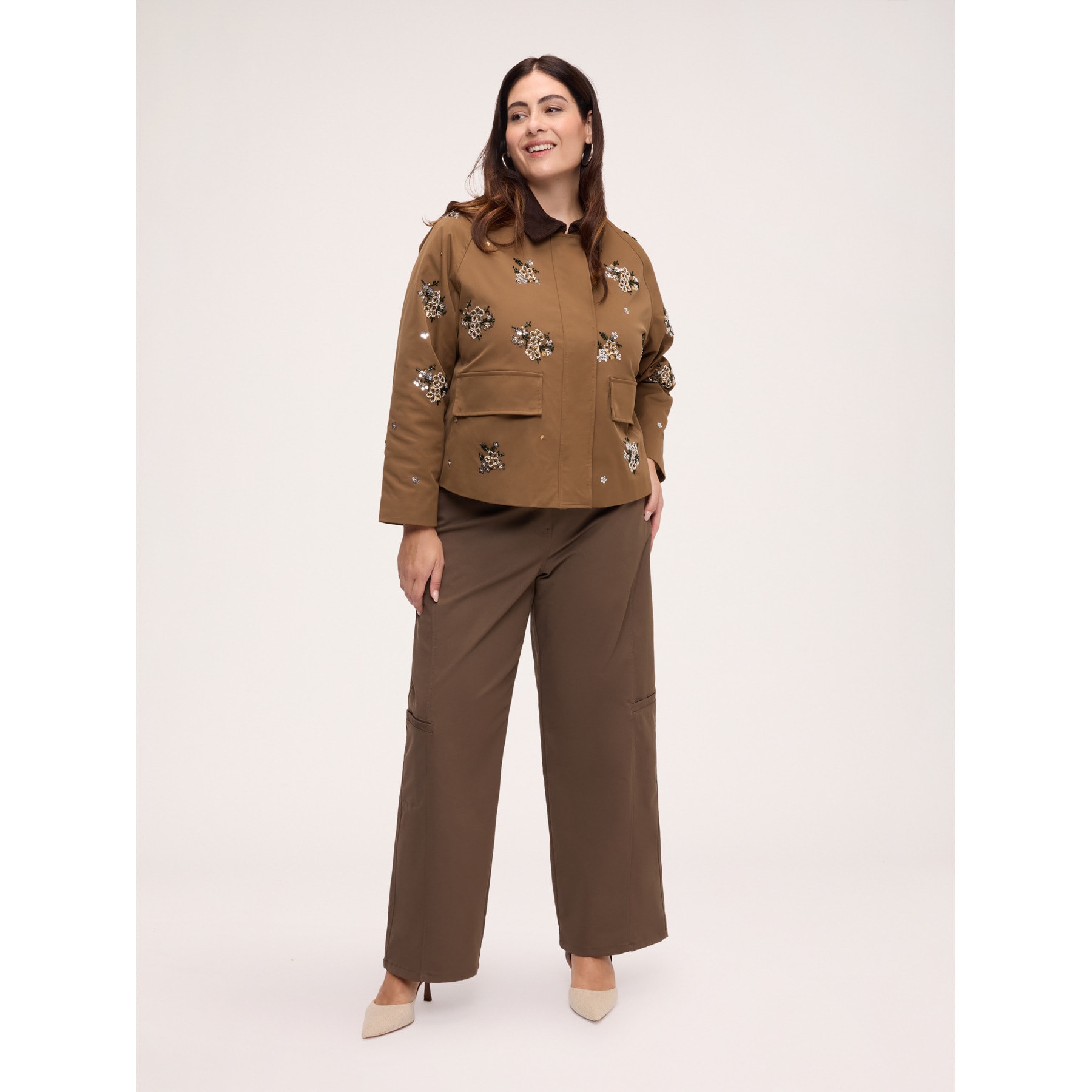 Fiorella Rubino - Giacca con ricami floreali - Marrone