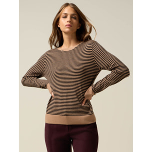 Oltre - Maglia misto lana a righe - Beige