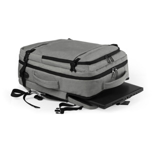 DAM Mochila Sulkan multi compartimento, porta Laptop 17". Toma USB externa. Adaptable a Trolley. 32x20x46 Cm. Color: Gris