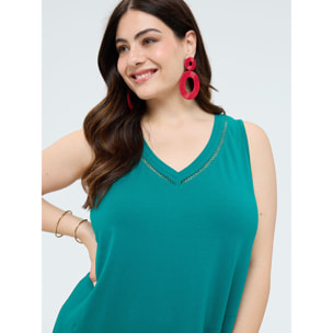 Fiorella Rubino - Vestido midi con escote en V e inserto calado - Verde