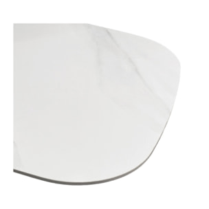 Bout de canapé en céramique blanc effet marbre H. 55 cm - LEVIN