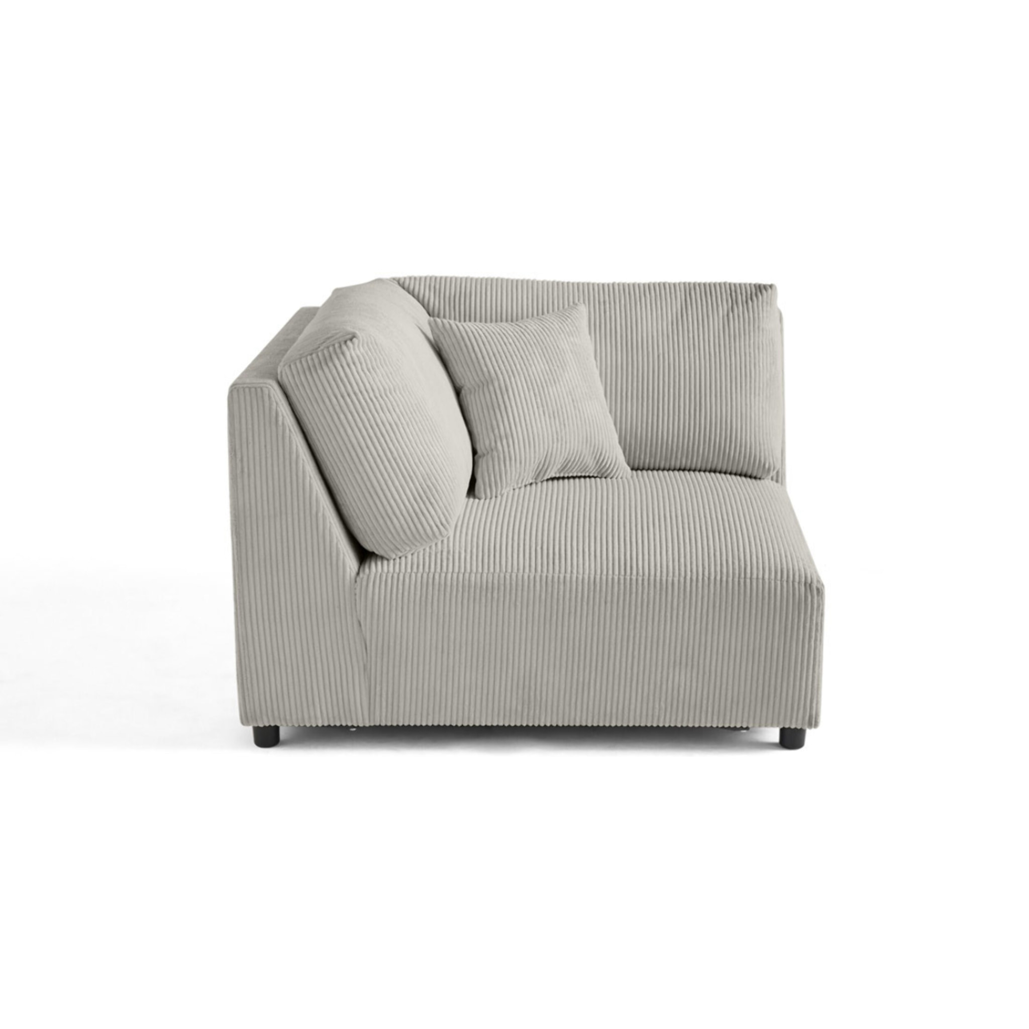 Garance - module d'assise d'angle réversible - en velours côtelé - Gris clair