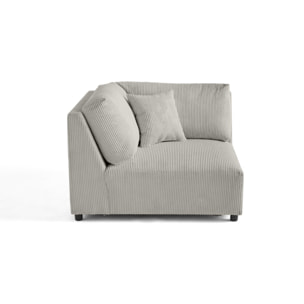 Garance - module d'assise d'angle réversible - en velours côtelé - Gris clair
