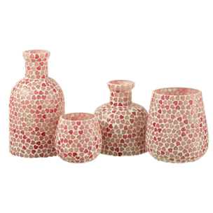 J-Line vase Coeur Mosaïque - verre - rose - large - Ø 10.5 cm