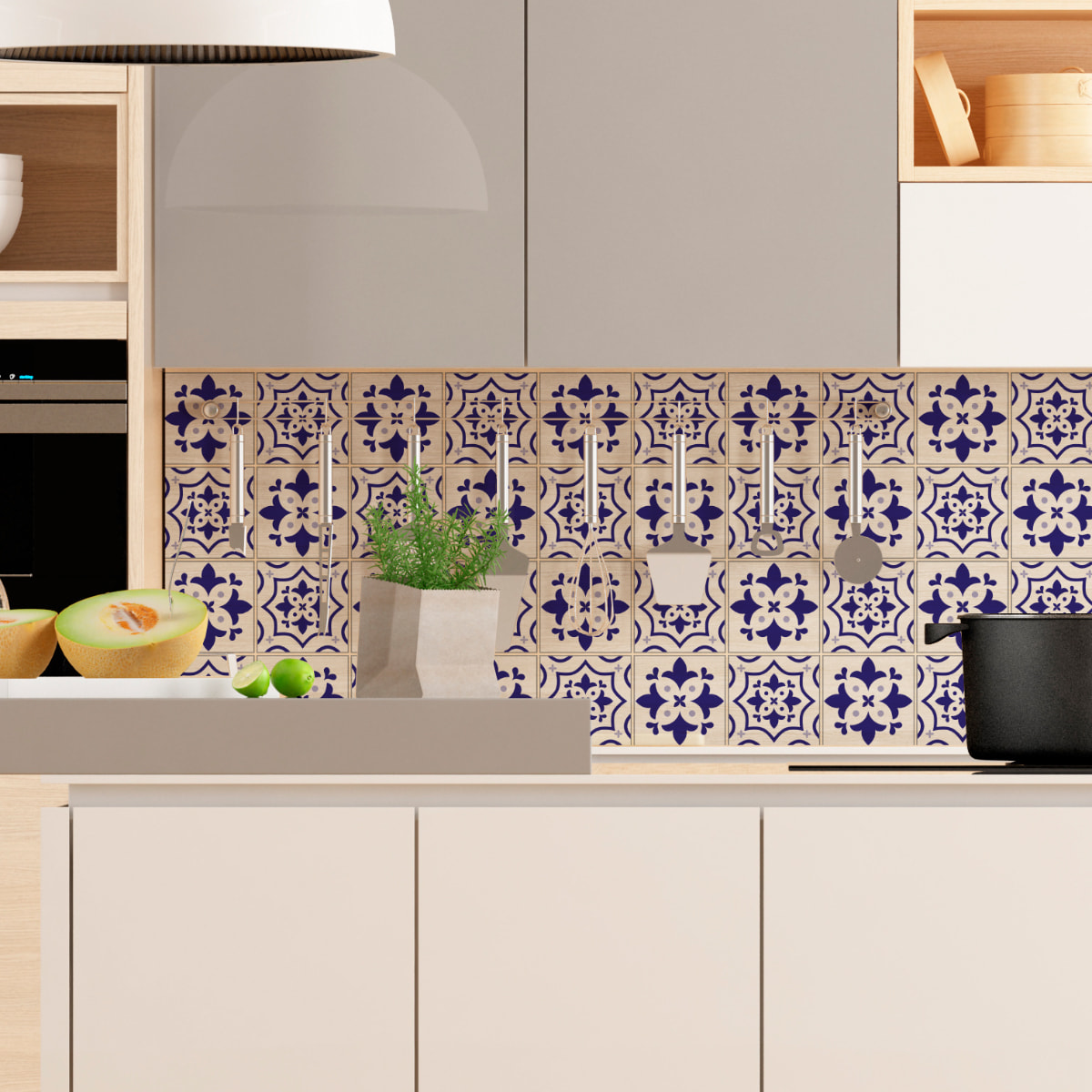 Stickers muraux - Sticker Mural Carrelage adhésif Cuisine Salle de Bain - 24 STICKERS CARRELAGES AZULEJOS LUPE