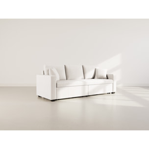 Cyrus - Canapé droit 3 places convertible en velours côtelé - Beige