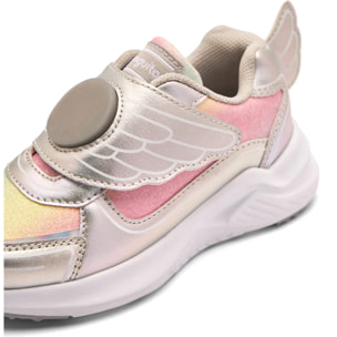 Sneakers luminose da bambina con design ad ali argentate