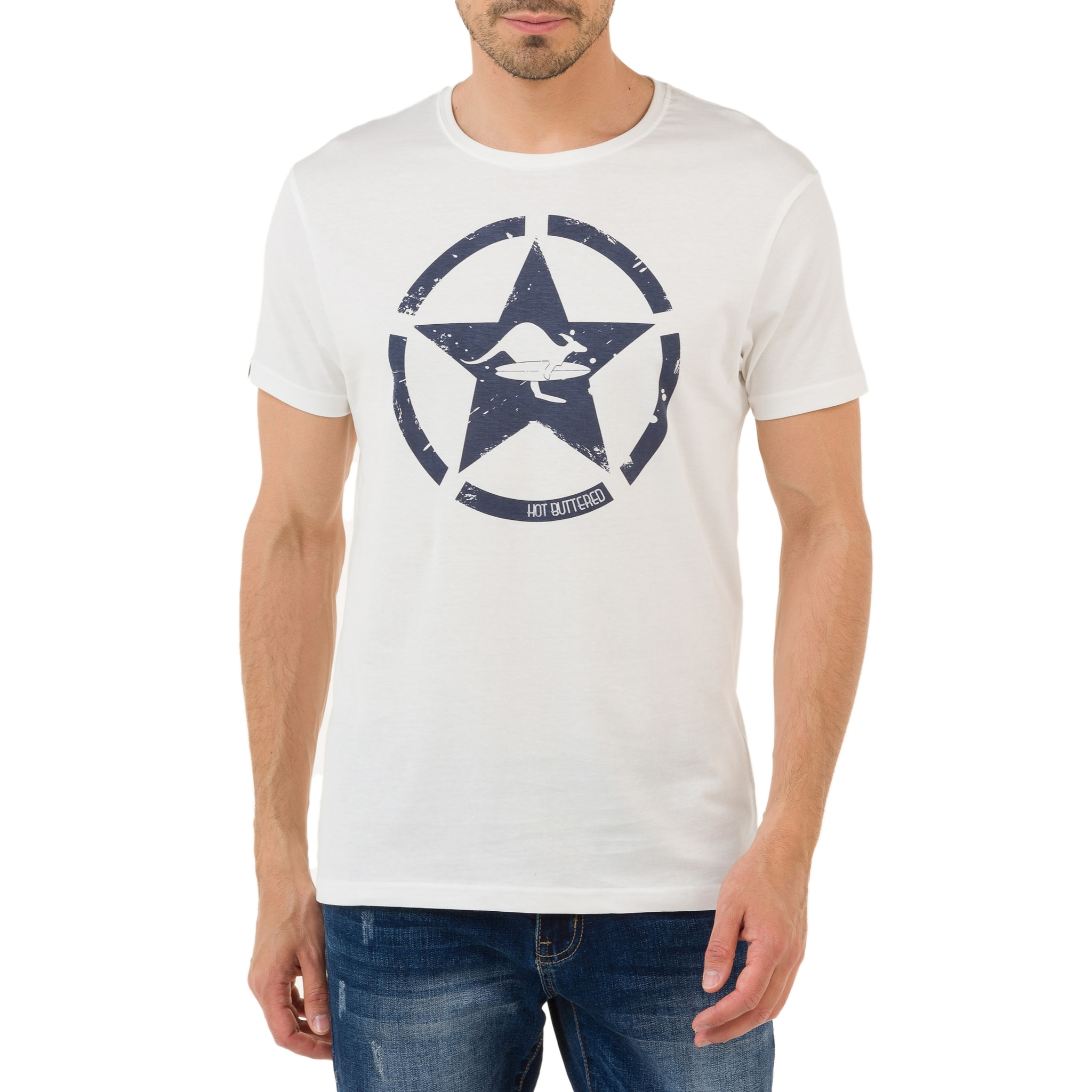 T-shirt in cotone 150 gr Hot Buttered Goldenbreed Colore Bianco