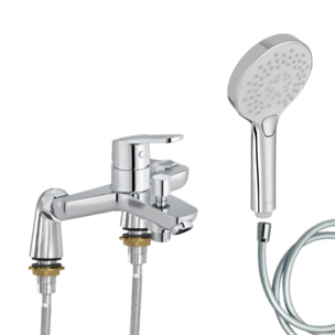 Mitigeur baignoire Aimé + pommeau de douche Metro + flexible de douche lisse + colonnettes Idro'Flex