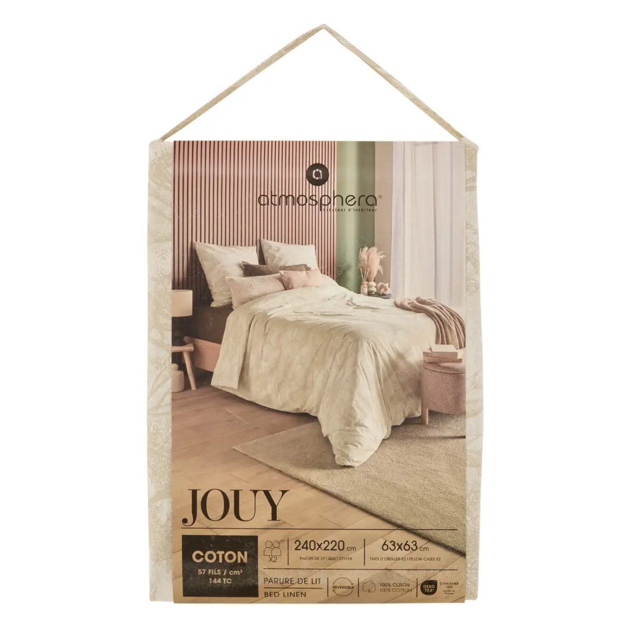 Parure de lit Jouy 220x240cm beige