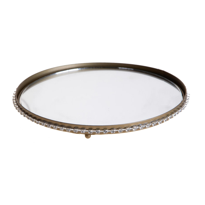 Vassoio con specchio e strass - Pezzi 2 - ORO - Bianchi Dino SpA