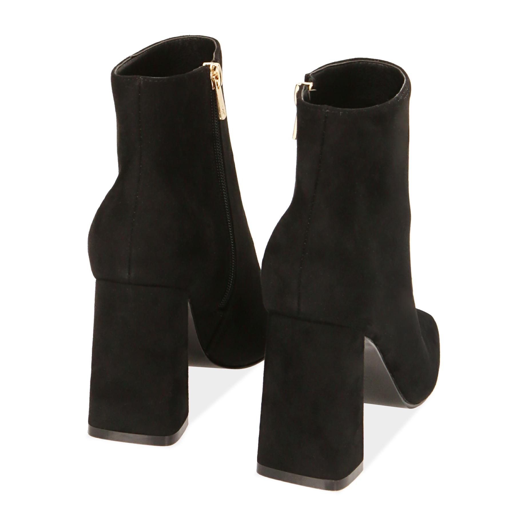 Ankle boots neri in microfibra, tacco 9 cm