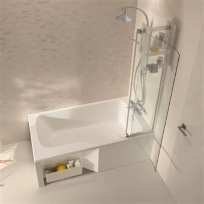 Baignoire bain douche Malice + pare bain + étagère