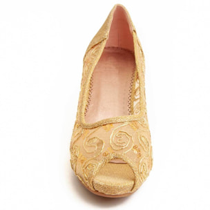 Zapato de tacón - Dorado - Altura: 6 cm