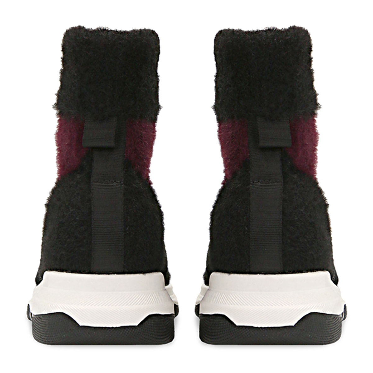 Sneakers nero-rosse sock boots con suola in gomma bianca