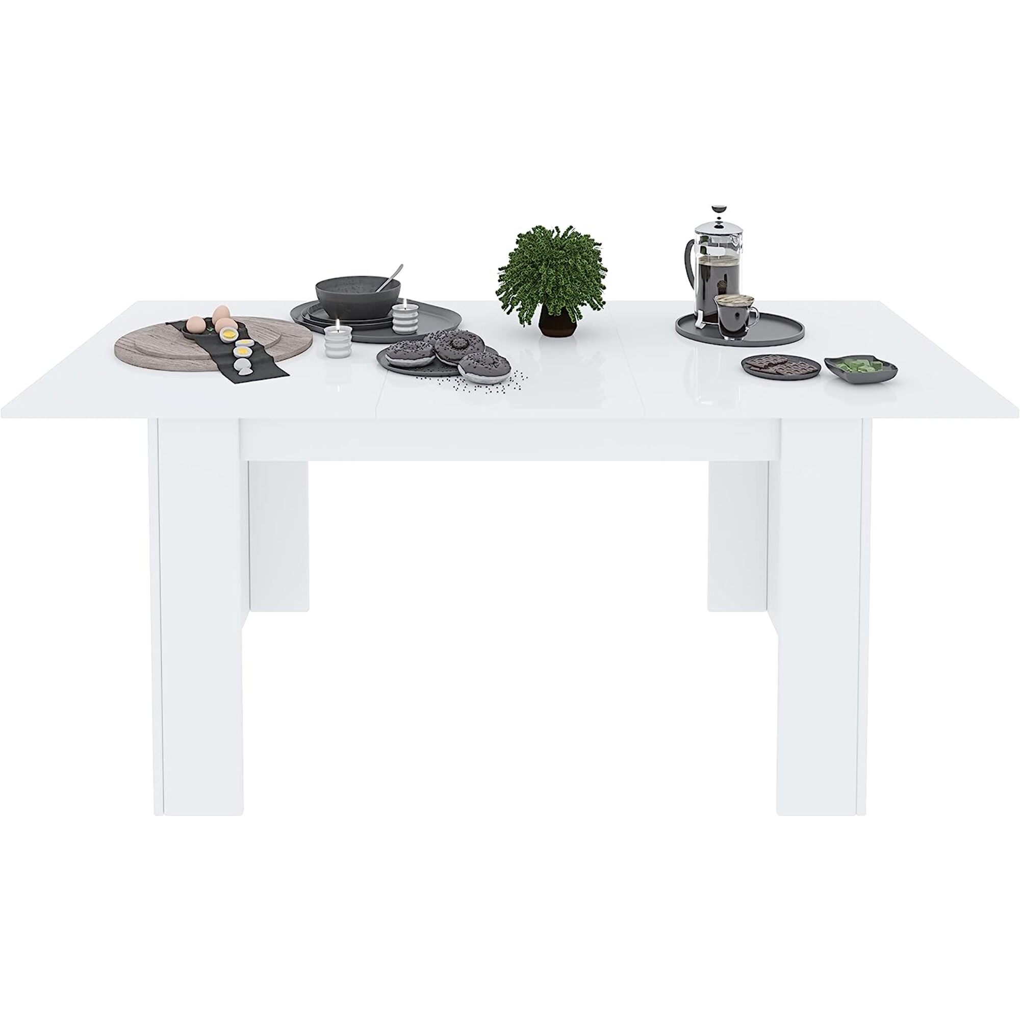 Tavolo da Pranzo Allungabile Estensibile Fino a 190 cm Tavolino Per 6 Persone Salotto Soggiorno Salone Design Moderno 190 x 78 x 90 cm Bianco
