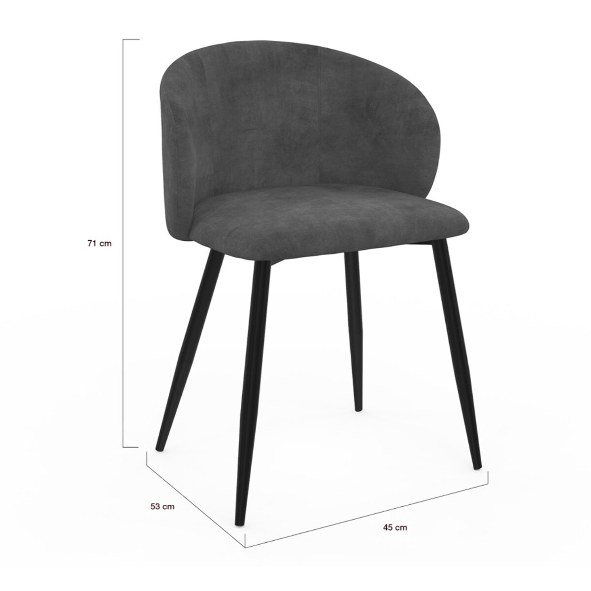 Chaises Léona en velours et pieds métal - Gris