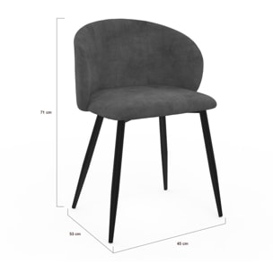 Chaises Léona en velours et pieds métal - Gris