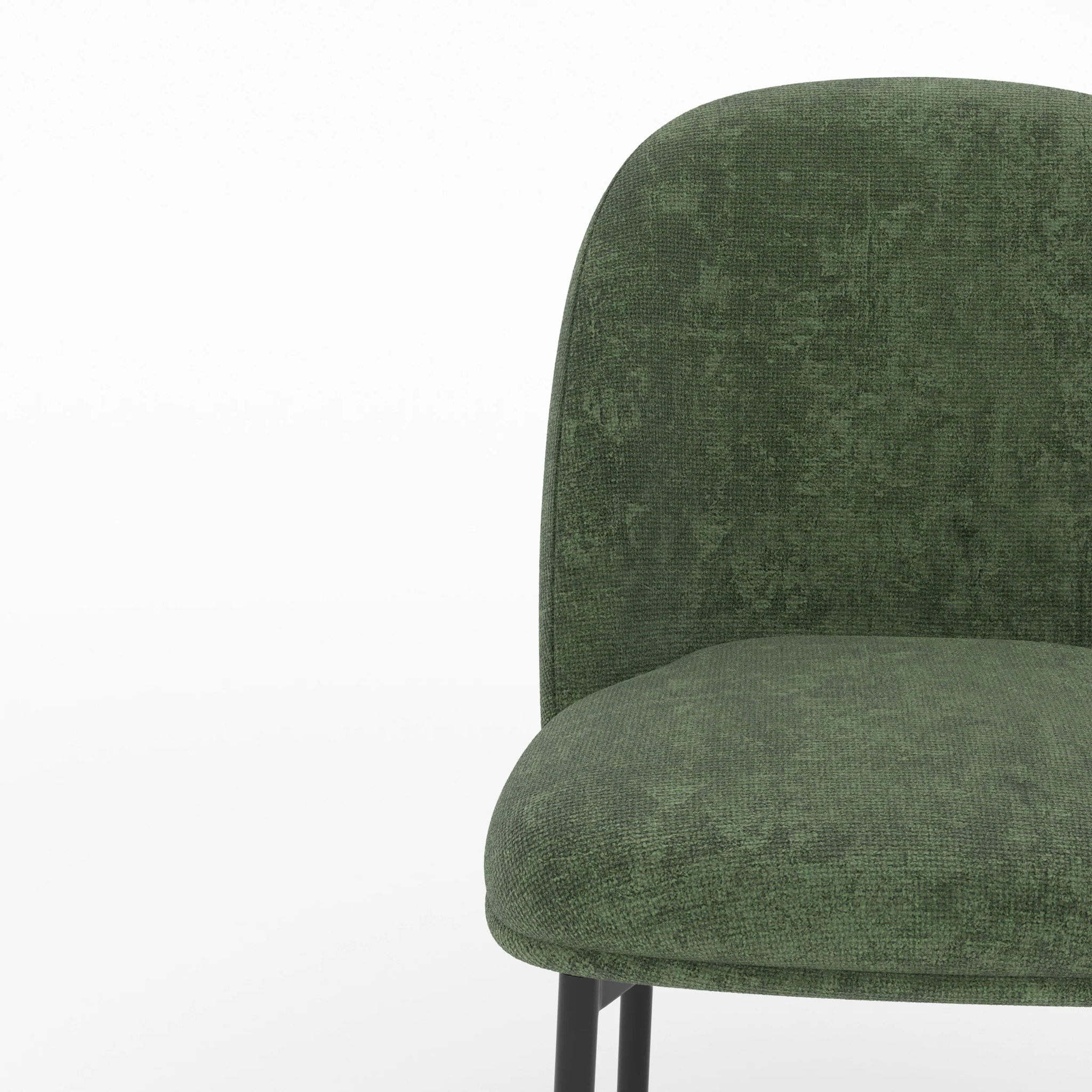 Lot de 2 chaises en tissu vert sapin et pieds métal noir - Noah