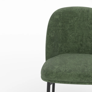 Lot de 2 chaises en tissu vert sapin et pieds métal noir - Noah