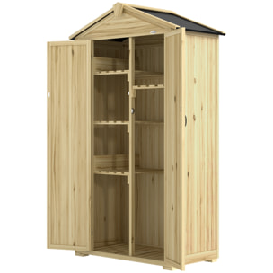 Armoire de jardin 3 portes 4 étagères compartiment et crochets bois