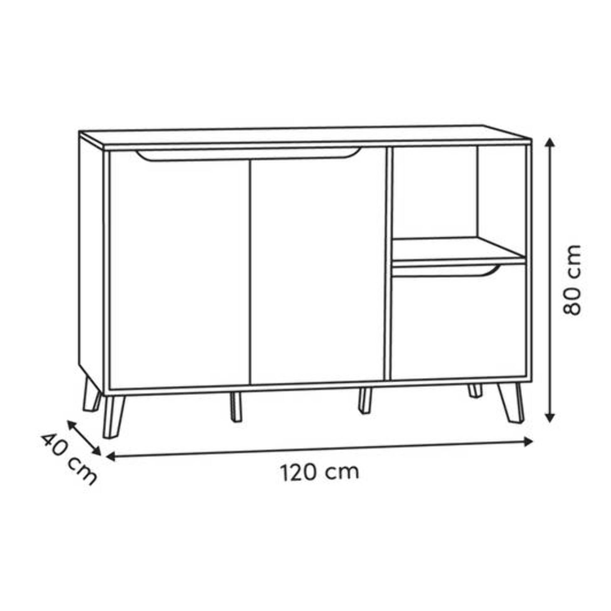 Buffet Luma rectangulaire 40x120cm 2 portes 1 tiroir blanc